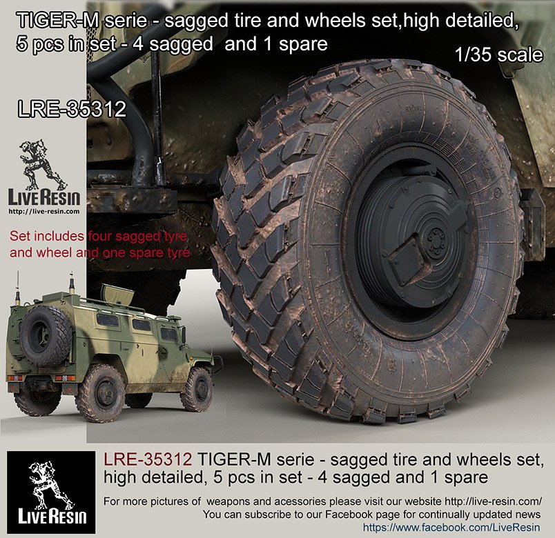 1/35 Tiger-M Sagged Tire and Wheels Set - Click Image to Close