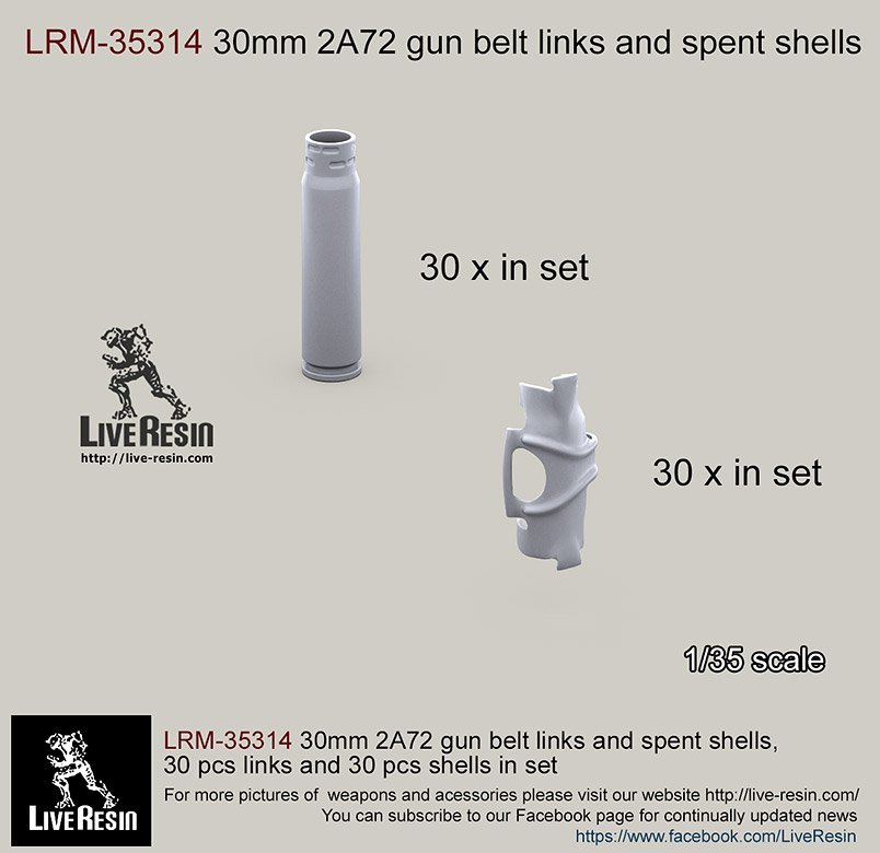 1/35 30mm 2A72 Gun Belt Links and Spent Shells - Click Image to Close