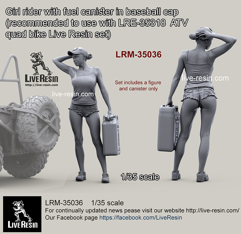 1/35 Girl Rider with Fuel Canister in Baseball Cap - Click Image to Close