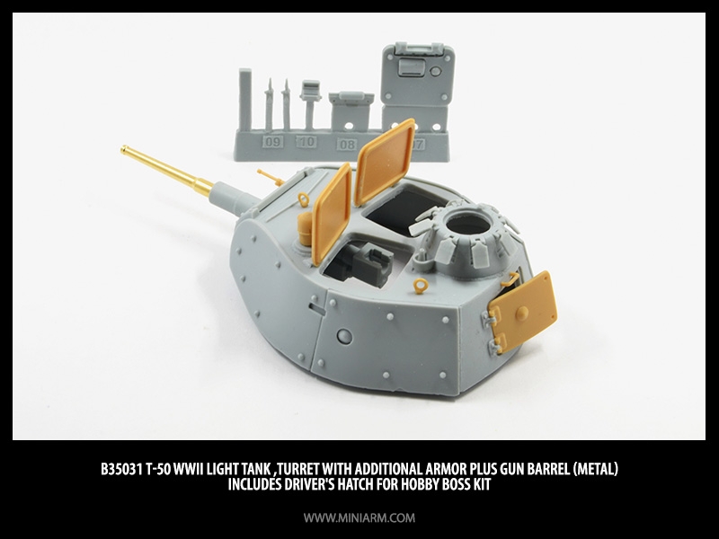 1/35 T-50 Tank Turret w/Additional Armor & Barrel for Hobby Boss - Click Image to Close