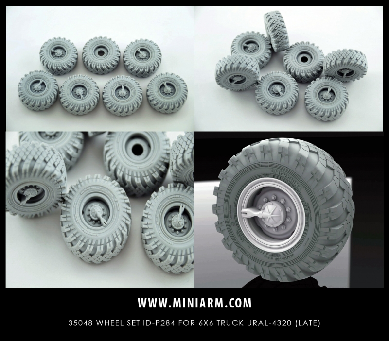 1/35 Wheel Set ID-P284 (7 pcs) for Ural-4320 6x6 Truck (Late) - Click Image to Close