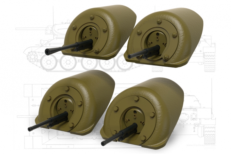 1/35 T-34 Front Machine Gun Mount (4 Type) Set - Click Image to Close