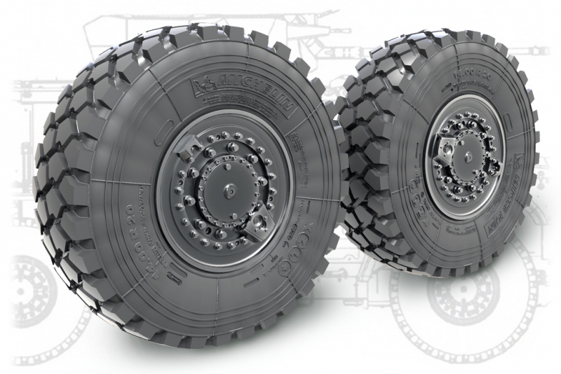 1/35 Sagged Wheel Set for KamAZ K-4386 Typhoon-VDV (4 pcs) - Click Image to Close