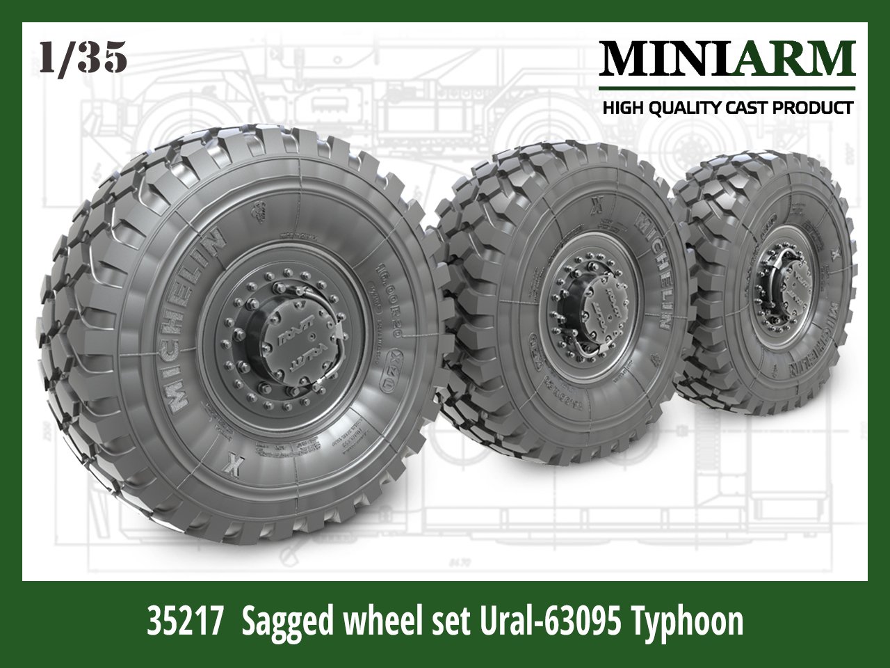 1/35 Sagged Wheels Set for Ural-63095 Typhoon-U (6 pcs) - Click Image to Close