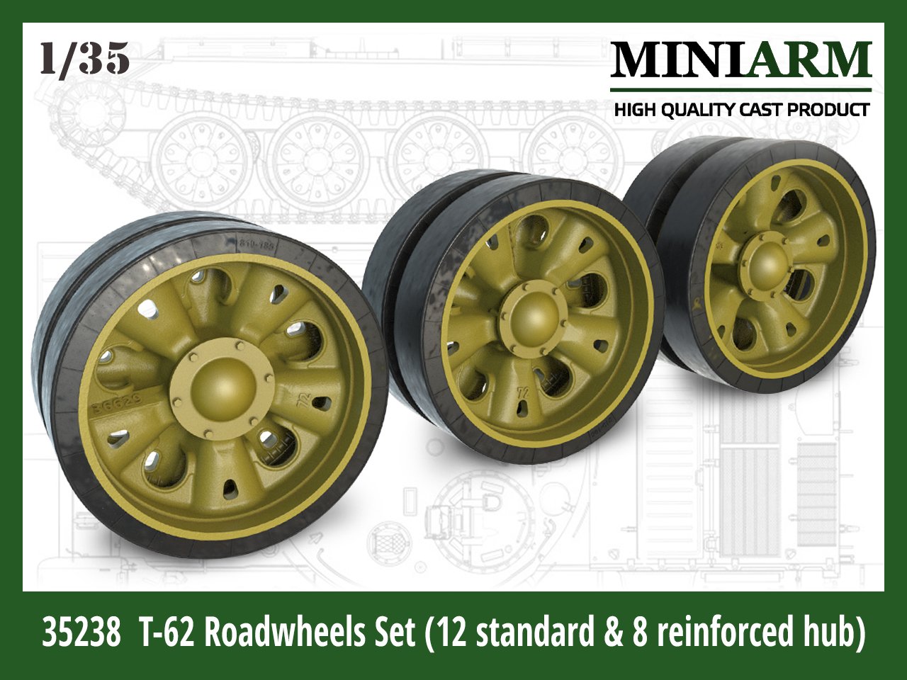 1/35 T-62 Road Wheels Set (12 Standard & 8 Reinforced Hub) - Click Image to Close