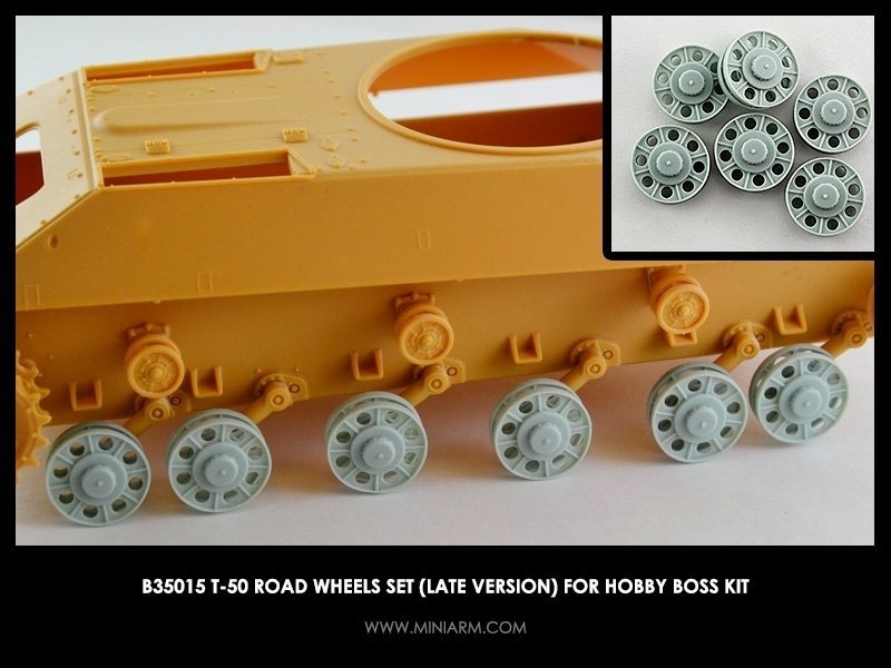 1/35 T-50 Road Wheels Set (Late Version) for Hobby Boss - Click Image to Close