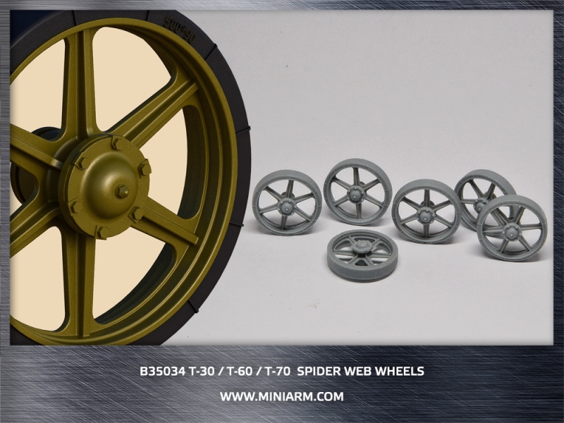 1/35 T-30/T-60/T-70 Spider Web Wheels (12 pcs) - Click Image to Close