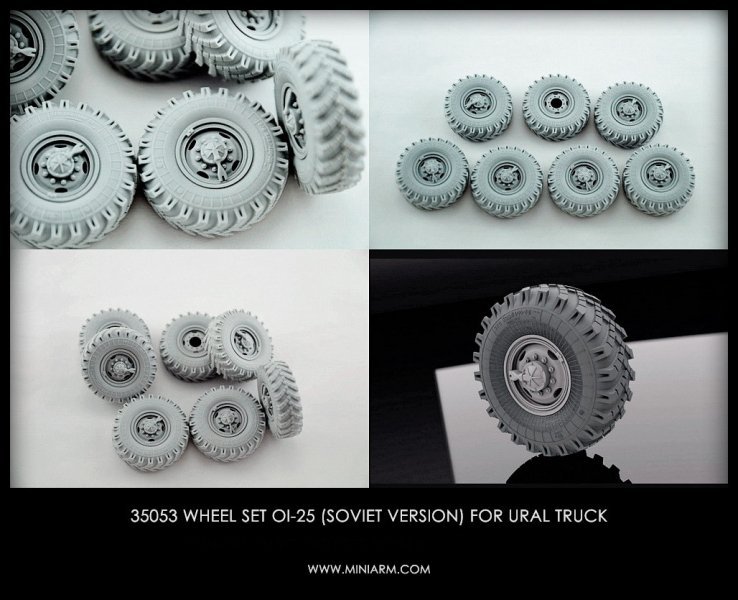 1/35 Wheel Set OI-25 (Soviet Version) (7 pcs) for Ural Truck - Click Image to Close