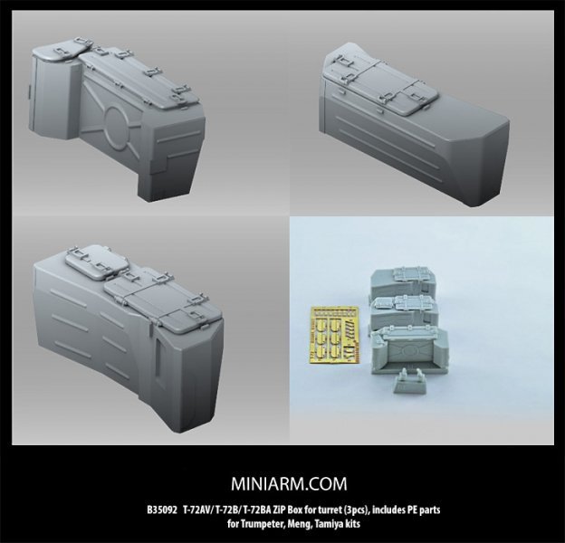 1/35 T-72AV, T-72B, T-72BA Turret ZiP Box (3 pcs) - Click Image to Close