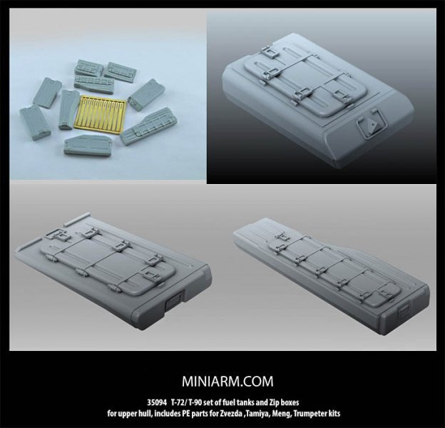 1/35 Fuel Tanks & Zip Boxes Set for T-72, T-90 Upper Hull - Click Image to Close