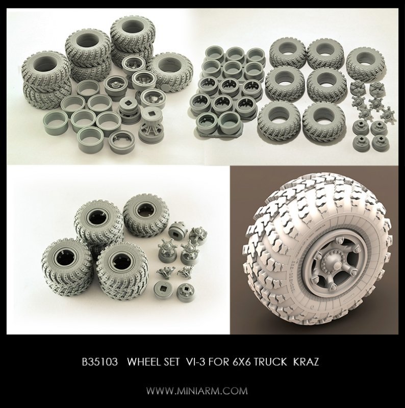 1/35 Wheel Set VI-3 for Kraz 6x6 Truck - Click Image to Close