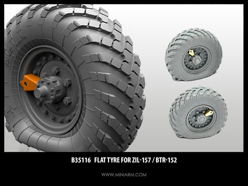 1/35 Flat Tyre (2 pcs) for ZiL-157, BTR-152 - Click Image to Close