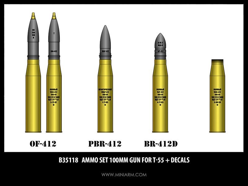 1/35 100mm Gun Ammo Set w/Decal for T-55 - Click Image to Close