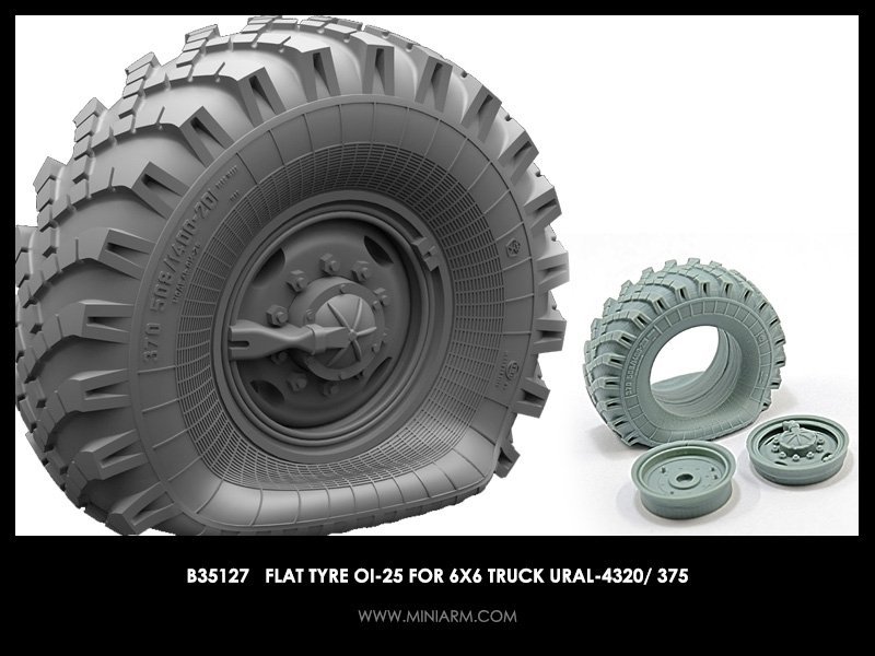 1/35 Flat Tyre OI-25 (1 pcs) for Ural-4320/375 6x6 Truck - Click Image to Close