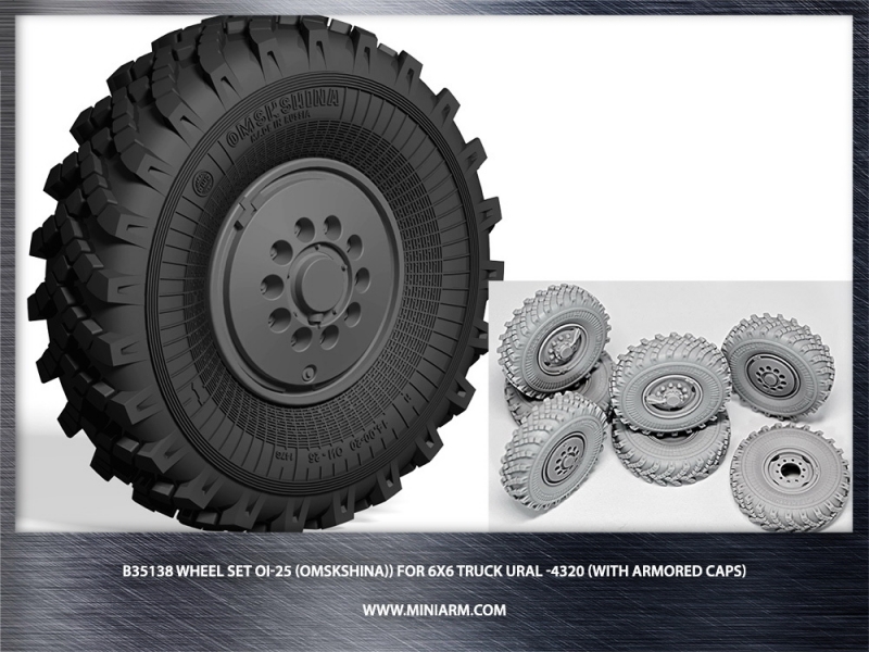 1/35 Wheel Set OI-25 (Omskshina) for Ural-4320 6x6 Truck - Click Image to Close