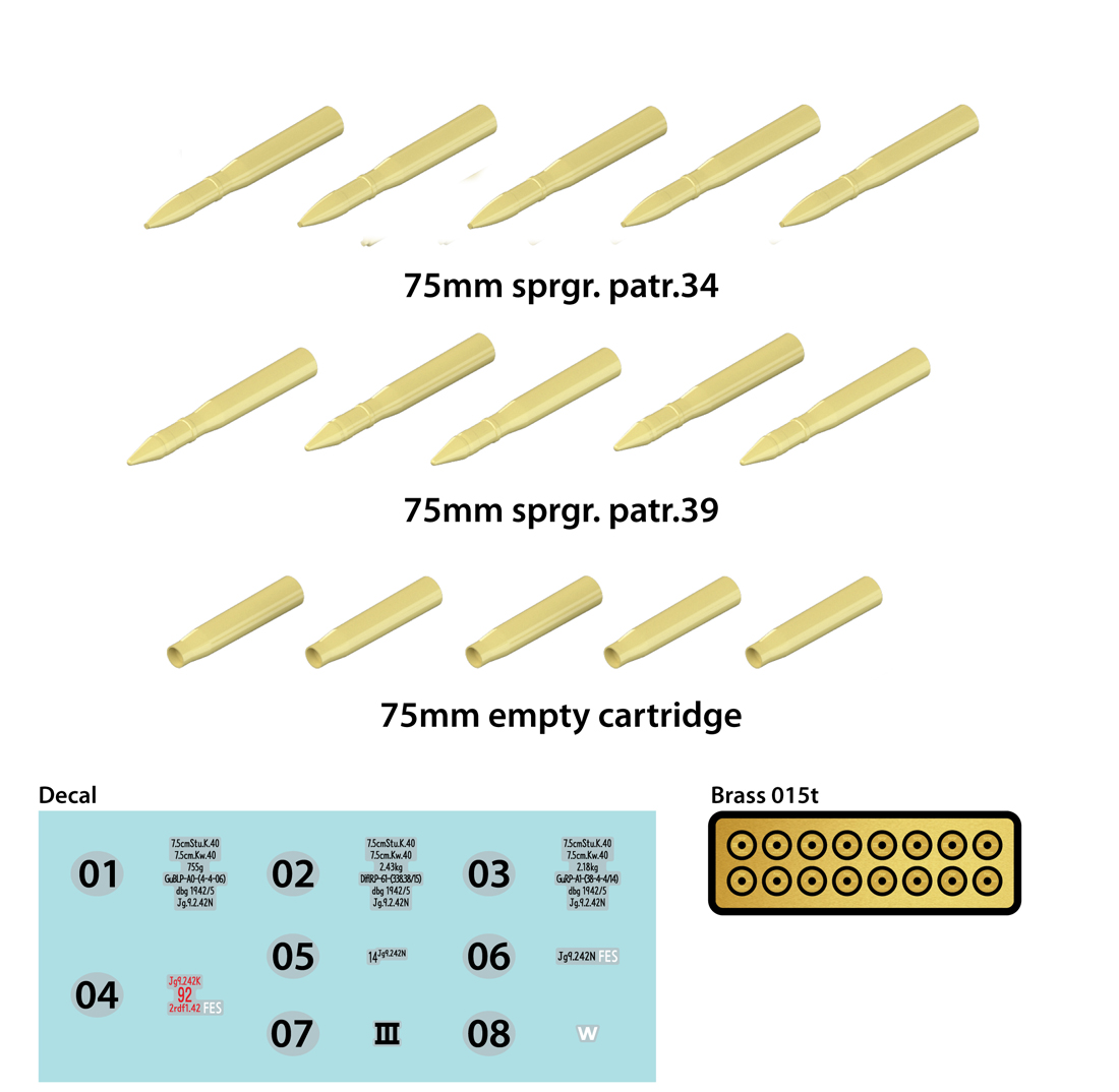 1/35 7.5cm KwK 40 Ammo Shell Set - Click Image to Close