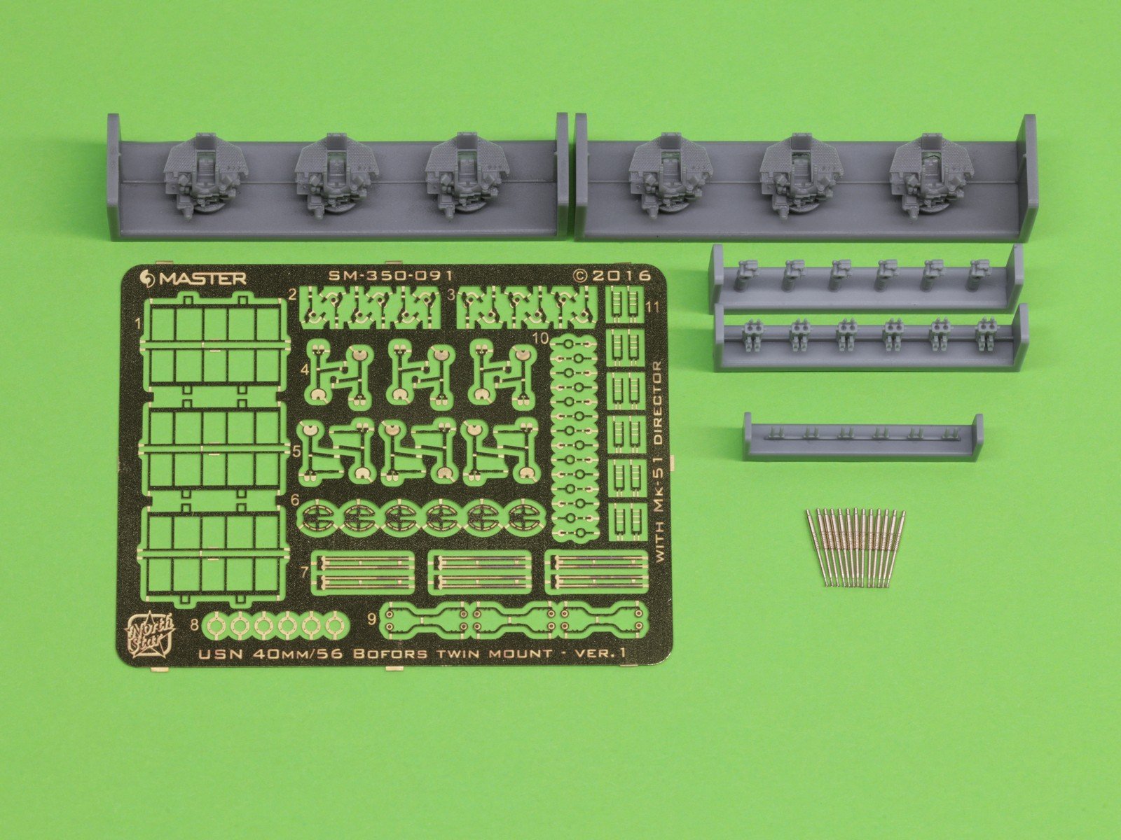 1/350 USN 40mm L/56 Bofors Twin Mount Ver.1 w/Mk.51 (6 pcs) - Click Image to Close