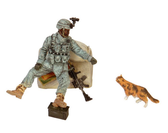 1/35 Modern US Soldier with Cat - Click Image to Close