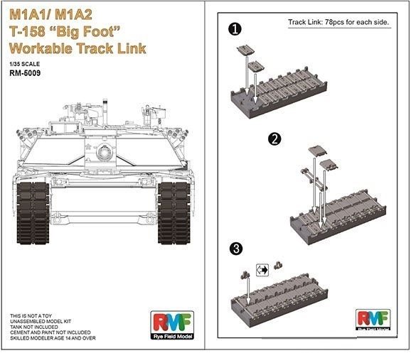 1/35 M1A1/M1A2 T-158 "Big Foot" Workable Track Link - Click Image to Close