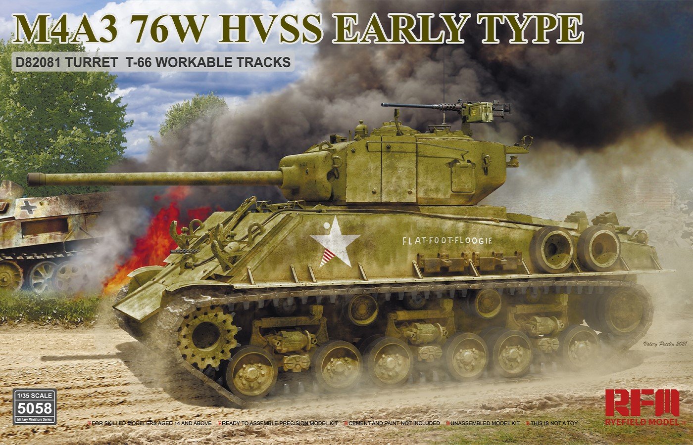 1/35 M4A3 76W HVSS Early Type, D82081 Turret, T-66 Tracks - Click Image to Close