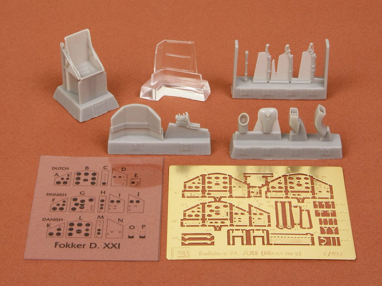 1/48 Fokker D.XXI Detail Set for Classic Airframes/Special Hobby - Click Image to Close