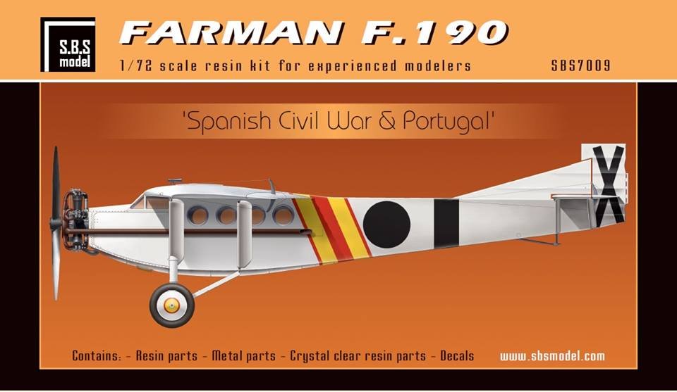 1/72 Farman F.190 "Spanish Civil War & Portugal" Full Resin Kit - Click Image to Close