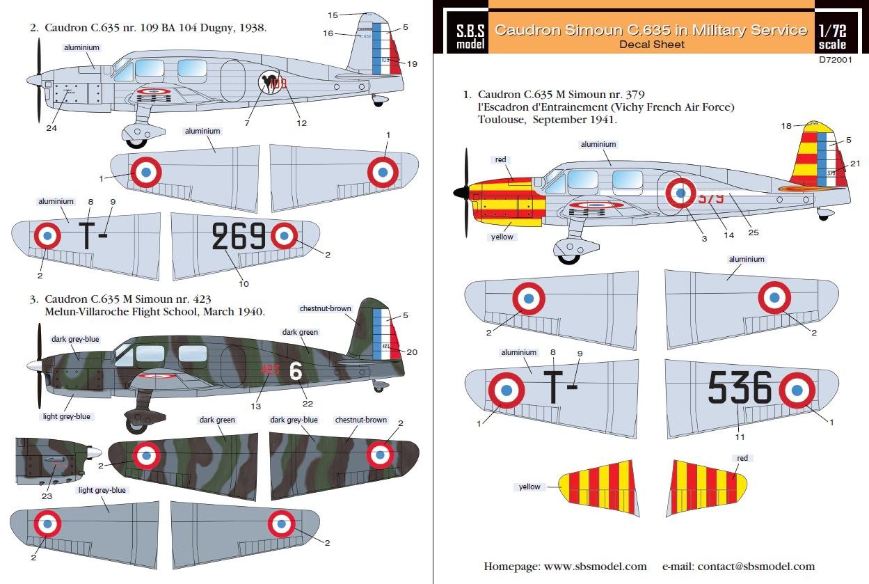 1/72 Caudron Simoun D.635 in Military Service - Click Image to Close