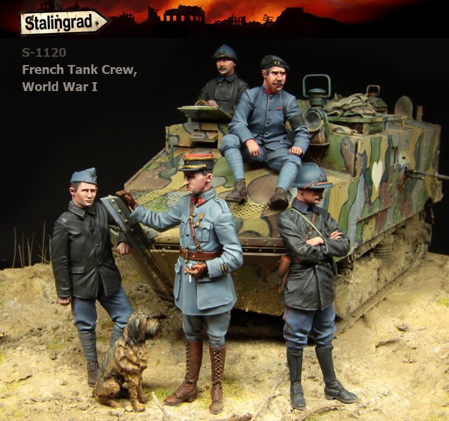 1/35 WWI French Tank Crew (Big Set, 5 Figures) - Click Image to Close