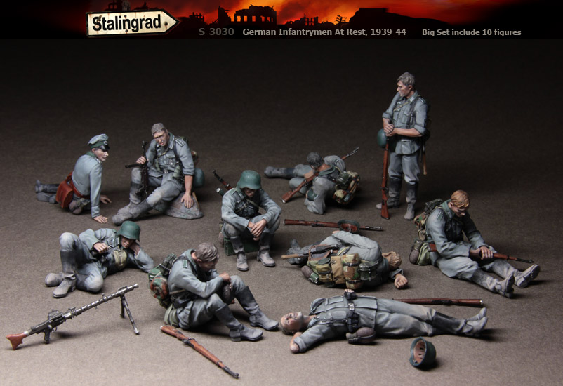 1/35 German Infantrymen At Rest, 1939-44 (Big Set, 10 Figures) - Click Image to Close