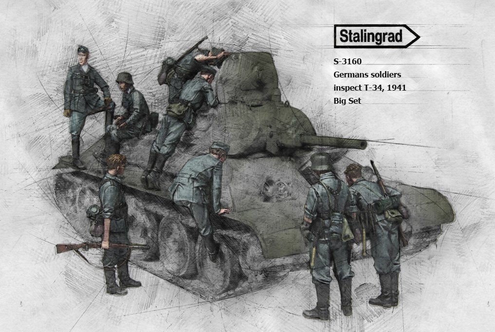 1/35 German Soldiers Inspect T-34 (Big Set, 8 Figures) - Click Image to Close