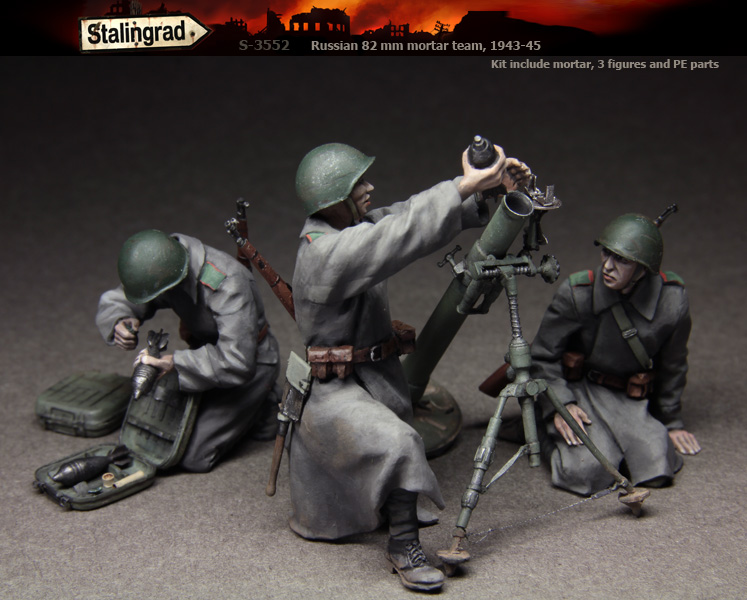 1/35 Russian 82mm Mortar Team, 1943-45 (include Mortar) - Click Image to Close