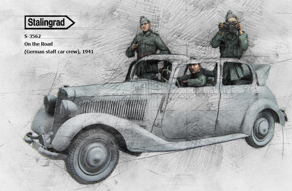 1/35 German Staff Car Crew, On the Road (3 Figures) - Click Image to Close