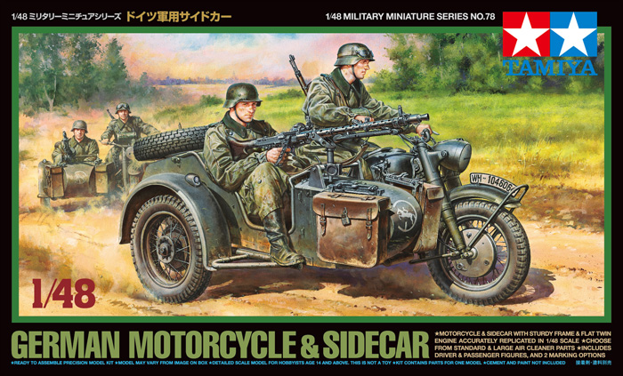 1/48 German Motorcycle & Sidecar - Click Image to Close